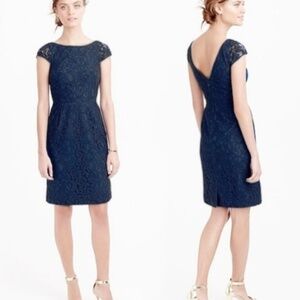 J Crew Elsa Dress in Leavers Lace (Navy) - Size 2